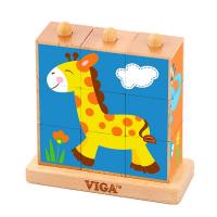 Дерев'яні кубики Viga Toys Башта зі звірятами (50834) - LogicHub