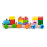 Дерев'яний поїзд Viga Toys Яскраві кубики (50534) - LogicHub