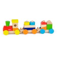 Дерев'яний поїзд Viga Toys Кольорові кубики (51610) - LogicHub