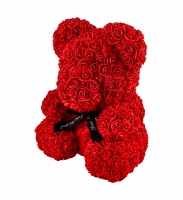 Мишка из 3D роз 40 см красный - LogicHub