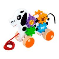 Дерев'яна каталка Viga Toys Собачка з шестерінками (50977) - LogicHub