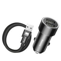 Автомобильное зарядное устройство Baseus Small Screw 3.4A Dual-USB Lightning Черный (TZXLD-A01) - LogicHub